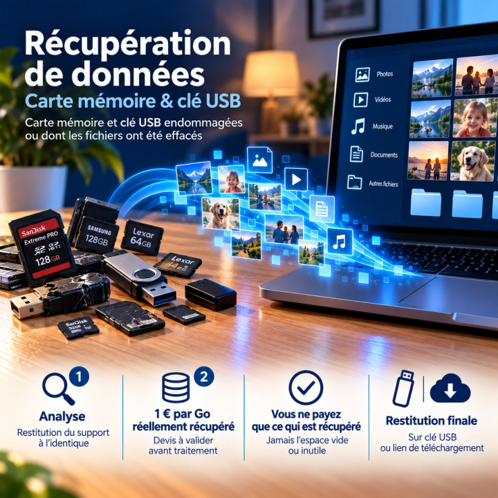 Récupération Données Carte Mémoire & Clé USB | LineaPix