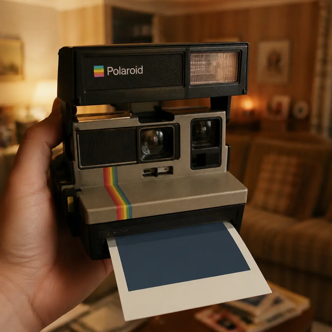 Appareil photo instantané Polaroid éjectant une photo