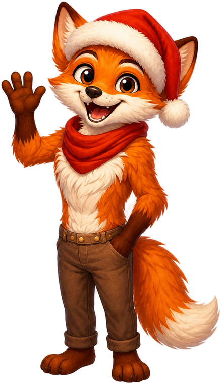 Léon, la mascotte de LineaPix, avec son bonnet de Noël